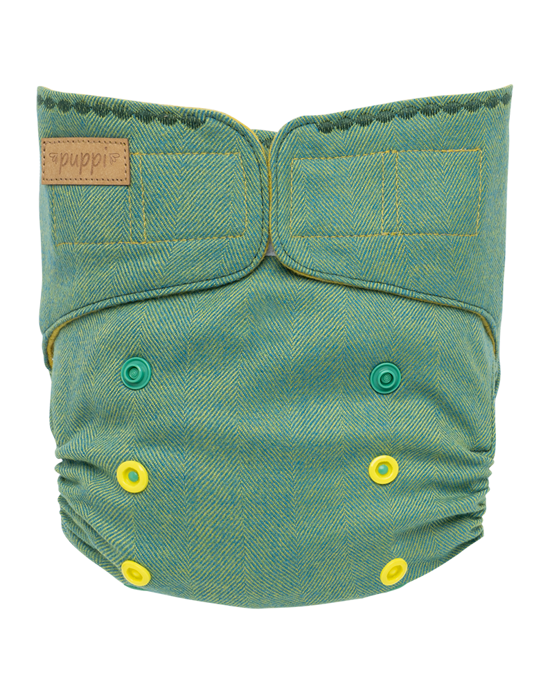 "Green Herringbone" Merino Wool Cover OS